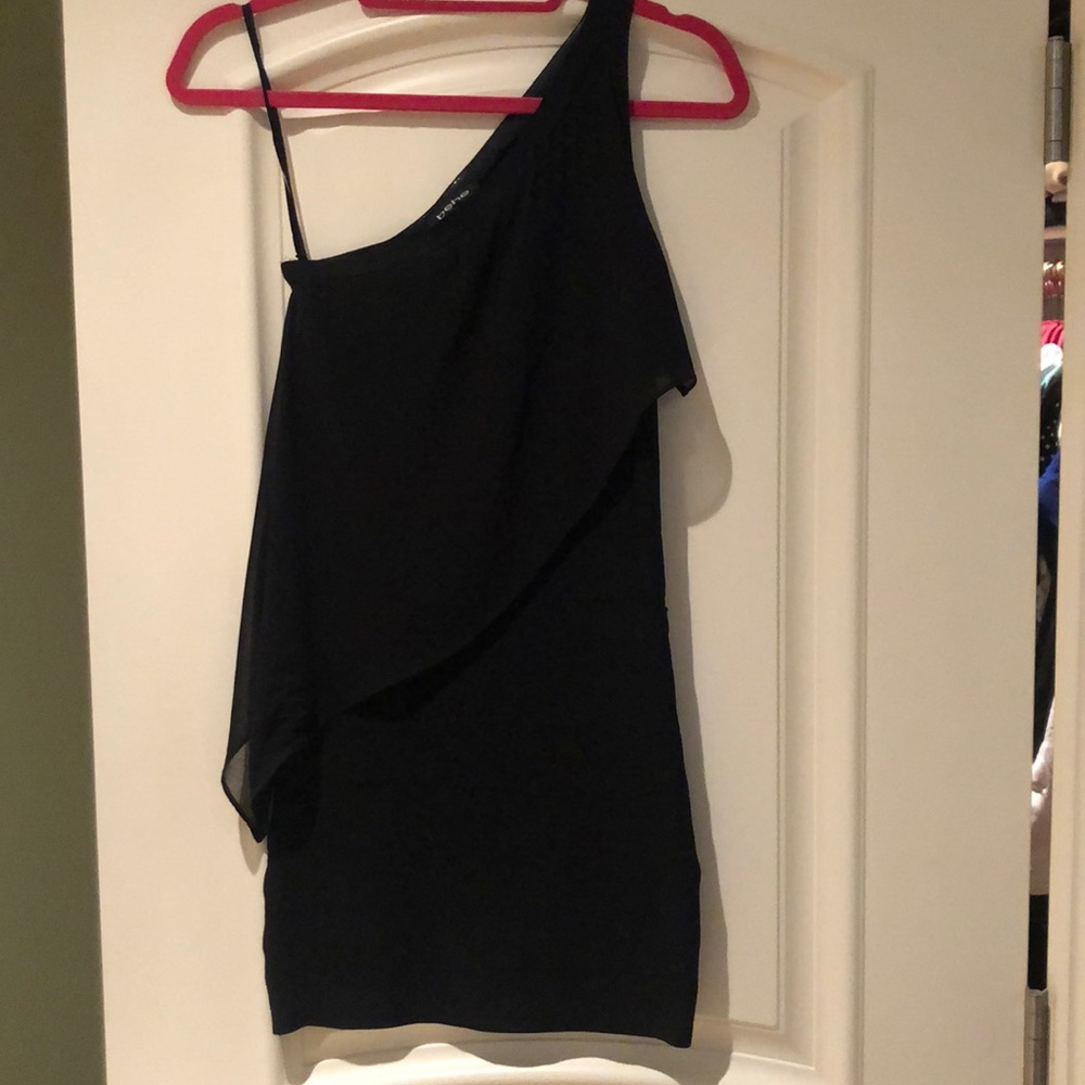 Bebe one shoulder black dress
